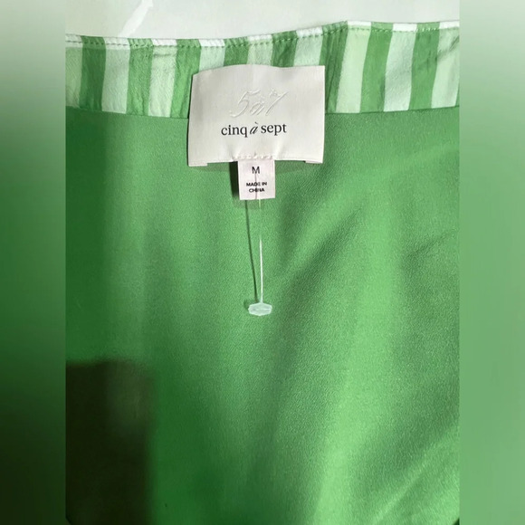 CINQ‎ A SEPT Green and white FLORA gingham surplice crop top size M - Picture 11 of 14